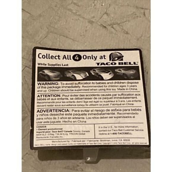 Taco Bell - Racin' Rockets - 2002 - Yellow Car - Collect All 4 - Picture 2 of 4